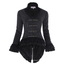 Belle Poque Women's Retro Vintage Gothic Victorian Corset Style Lace Embellished V-Neck Jacquard Coat Tops BP000223-1